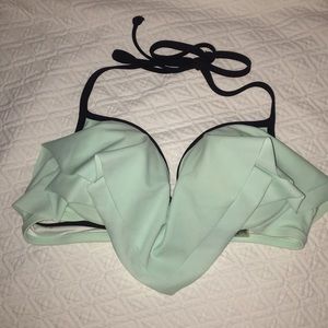 VICTORIAS SECRET teal blue ruffled bikini top